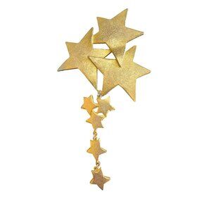 Vintage 80's Signed Ultra Craft Dangling Star Brooch (A2446)
